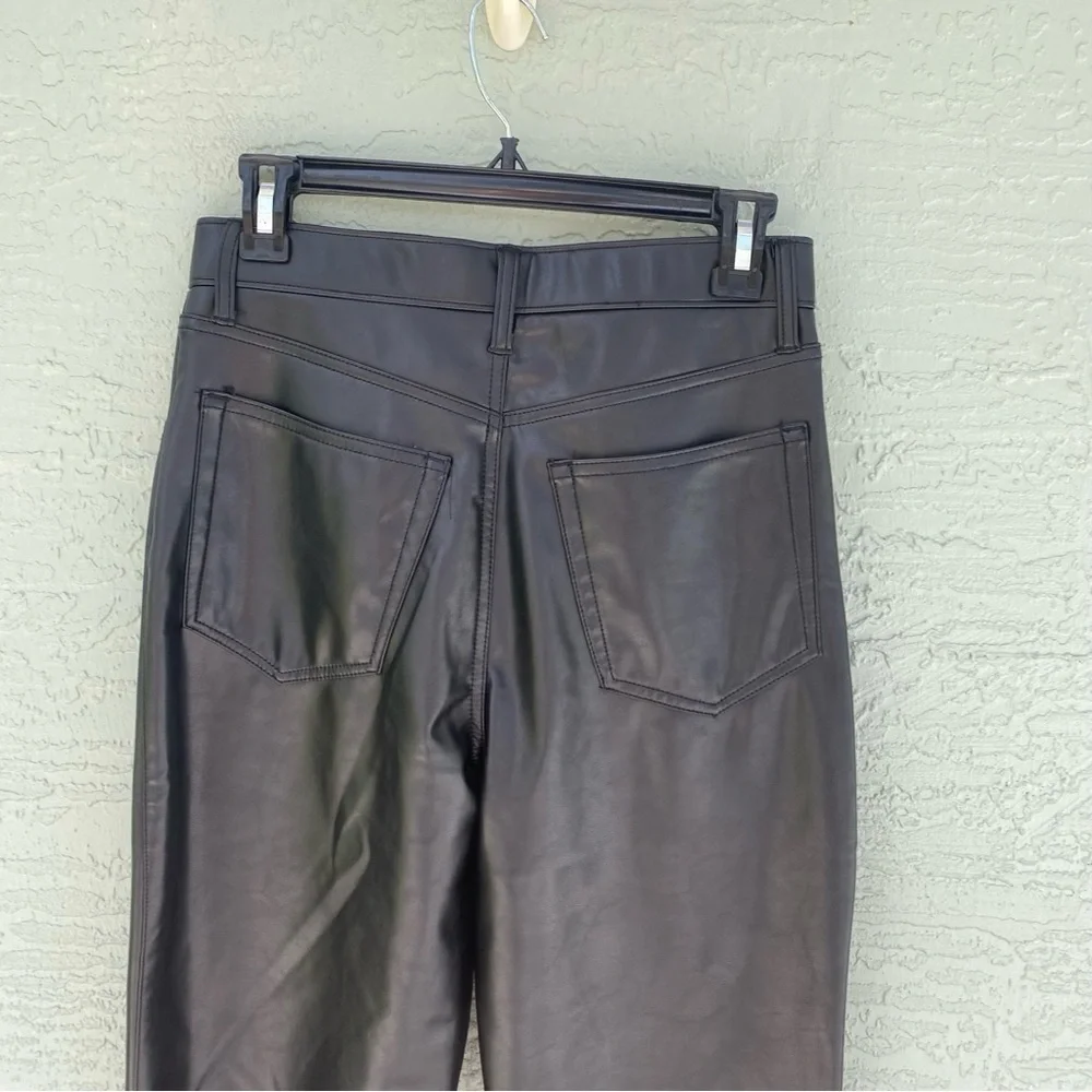 Abercrombie & Fitch Women's Black Vegan Leather High Rise Straight Pants Size 28